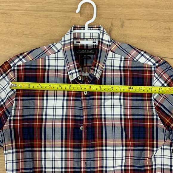 ZARA MENS CASUAL PLAID SHIRT SIZE SMALL - SLIM FIT - Picture 3 of 7